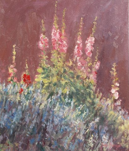 Floral--August Hollyhocks by John Horejs